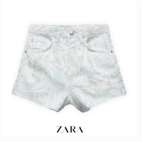 High Rise Printed Shorts Light Blue - Picture 7 of 15